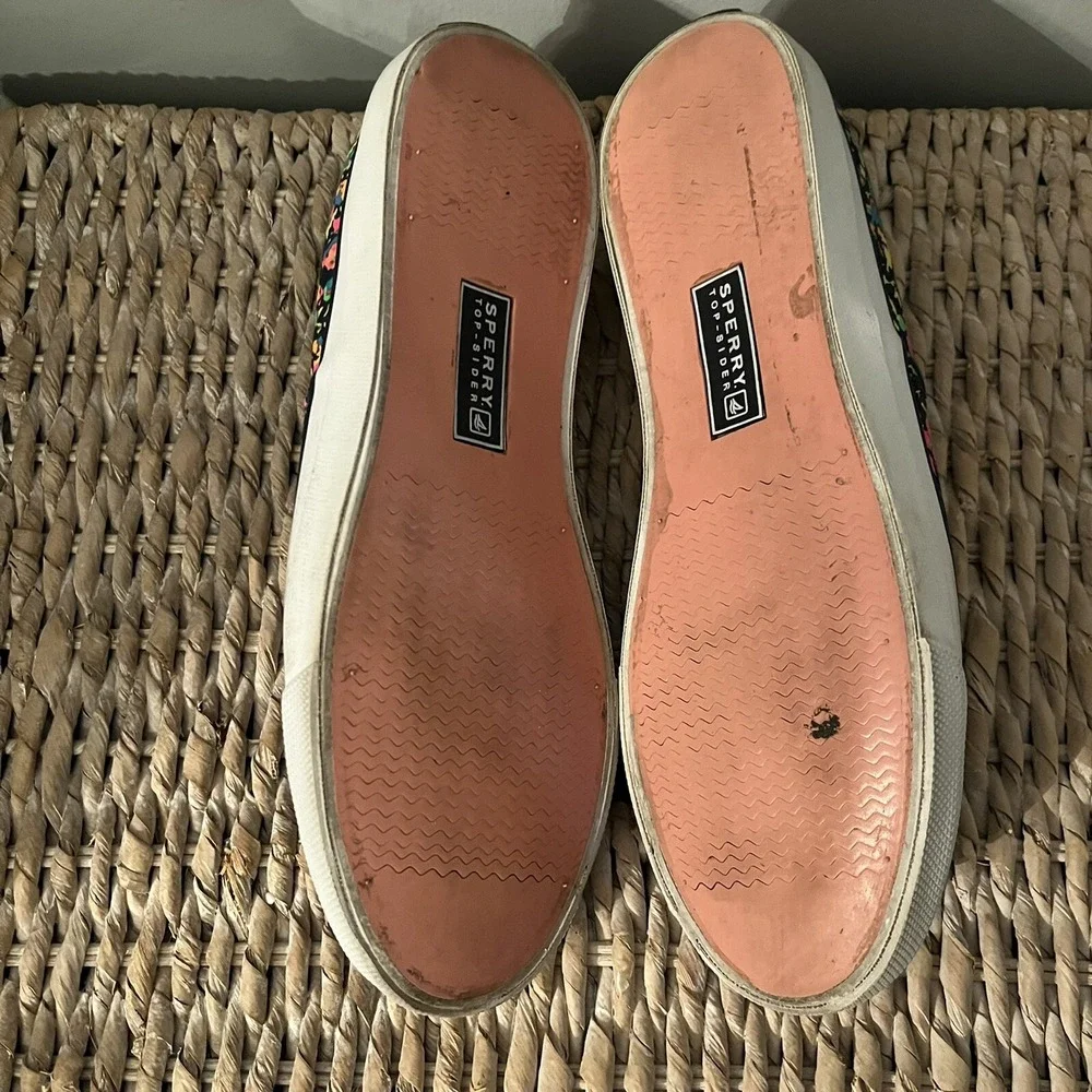 Sperry Top-Sider Cameron Neon Canvas print Boat Slip On Shoes Women's Size 8.5‎